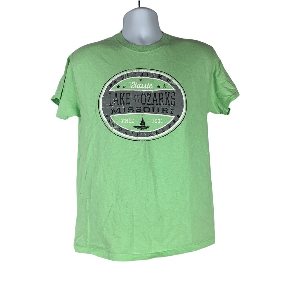 Gildan Lake Of The Ozarks Missouri Graphic Green T Shirt Size M